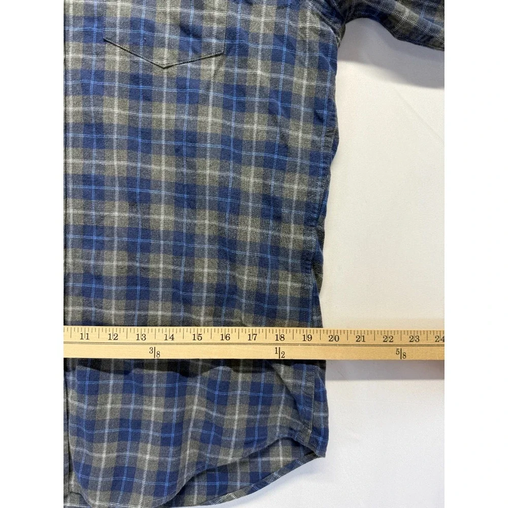 Banana Republic Luxe Flannel Slim Fit‎ Shirt Mens M Blue Gray Plaid Button Down